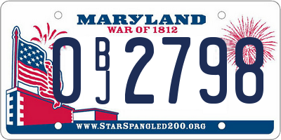 MD license plate 0BJ2798