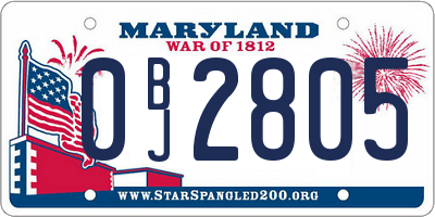 MD license plate 0BJ2805