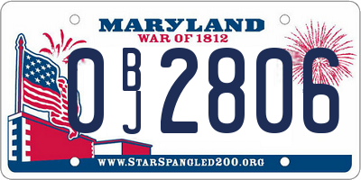 MD license plate 0BJ2806