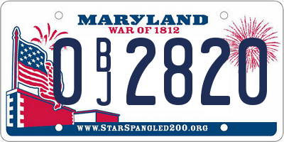 MD license plate 0BJ2820