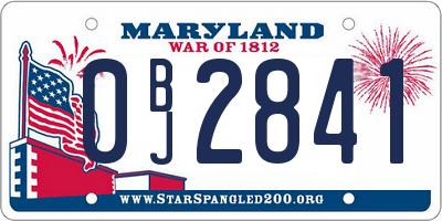MD license plate 0BJ2841