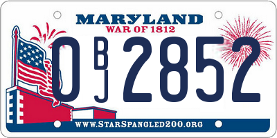 MD license plate 0BJ2852
