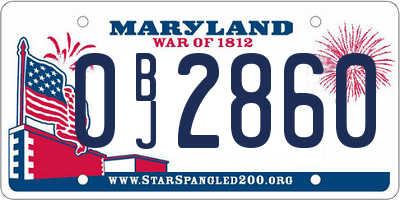 MD license plate 0BJ2860