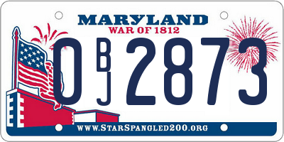 MD license plate 0BJ2873