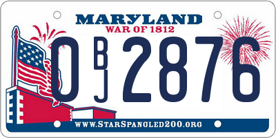 MD license plate 0BJ2876