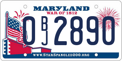 MD license plate 0BJ2890