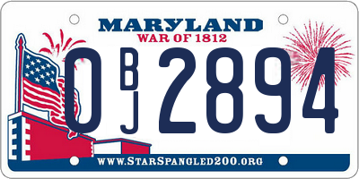 MD license plate 0BJ2894