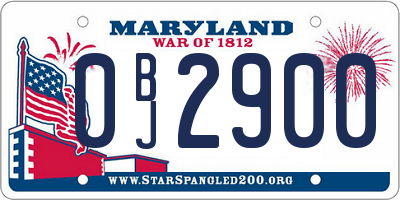 MD license plate 0BJ2900