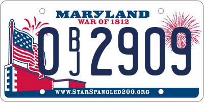 MD license plate 0BJ2909