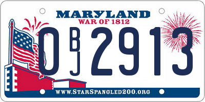 MD license plate 0BJ2913