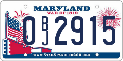 MD license plate 0BJ2915