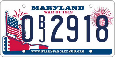 MD license plate 0BJ2918