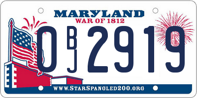 MD license plate 0BJ2919