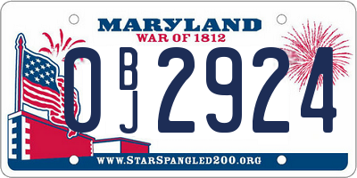MD license plate 0BJ2924