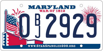 MD license plate 0BJ2929