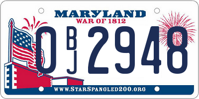 MD license plate 0BJ2948