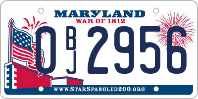 MD license plate 0BJ2956