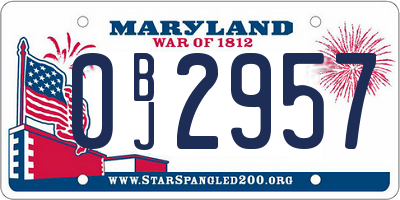 MD license plate 0BJ2957