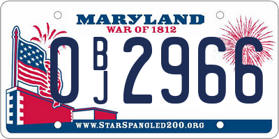 MD license plate 0BJ2966
