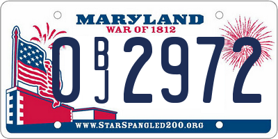 MD license plate 0BJ2972