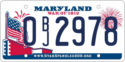 MD license plate 0BJ2978
