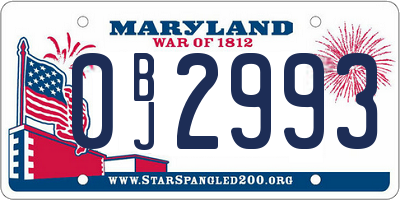 MD license plate 0BJ2993
