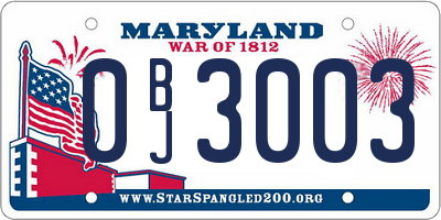 MD license plate 0BJ3003