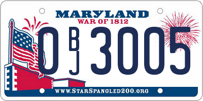 MD license plate 0BJ3005