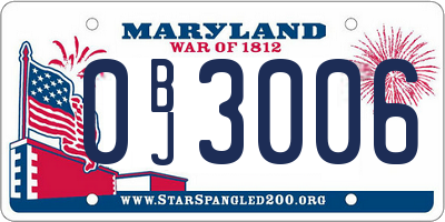 MD license plate 0BJ3006