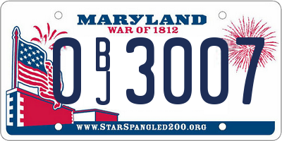 MD license plate 0BJ3007