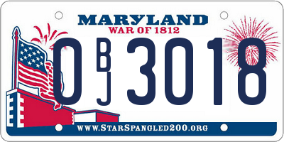 MD license plate 0BJ3018