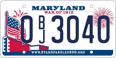 MD license plate 0BJ3040