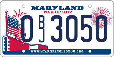 MD license plate 0BJ3050
