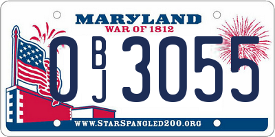 MD license plate 0BJ3055