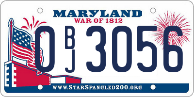 MD license plate 0BJ3056