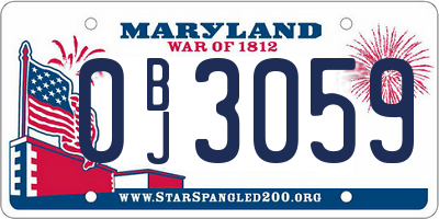 MD license plate 0BJ3059