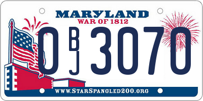 MD license plate 0BJ3070