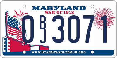 MD license plate 0BJ3071