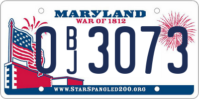 MD license plate 0BJ3073