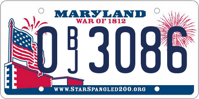 MD license plate 0BJ3086