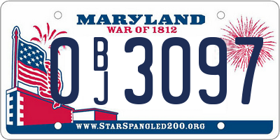 MD license plate 0BJ3097