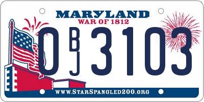 MD license plate 0BJ3103
