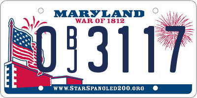 MD license plate 0BJ3117
