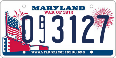 MD license plate 0BJ3127