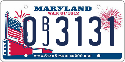 MD license plate 0BJ3131