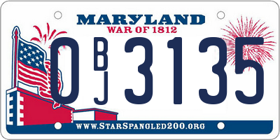MD license plate 0BJ3135