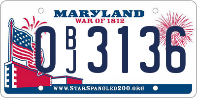 MD license plate 0BJ3136