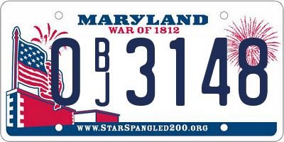 MD license plate 0BJ3148