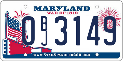MD license plate 0BJ3149