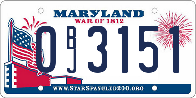 MD license plate 0BJ3151